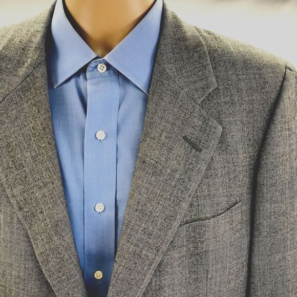 Hickey Freeman Wool Sport Coat Bespoke Boardroom Glen Plaid Gray 41 Academia Men - Picture 11 of 12